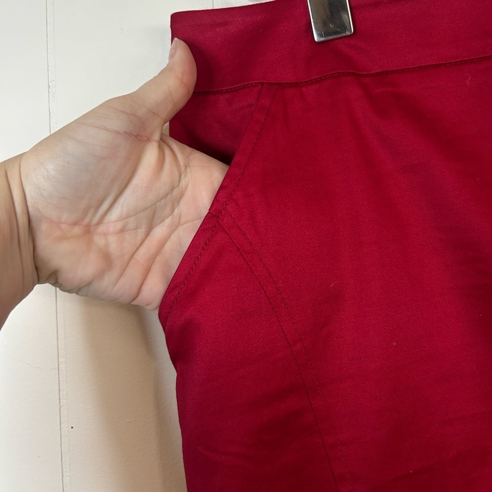 Tristan, size 4, cherry red pencil skirt, pockets, back slit, side zipper - Picture 3 of 7
